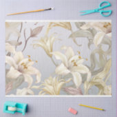 パウダーブルーの背景に美しいユリ 薄葉紙 (クラフト)