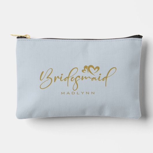 パウダーブルーの花嫁の台本の名前化粧品ギフト アクセサリーポーチ (正面)