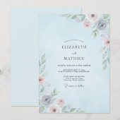 パウダーブルーの花嫁衣裳の結婚式 招待状 (正面/裏面)