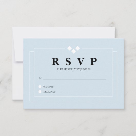 パウダーブルーの返信カード 出欠カード (正面)