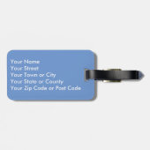 パウダーブルーの降雪模様モノグラム ラゲッジタグ (裏面横)