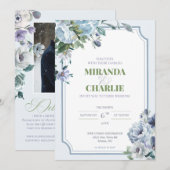 パウダーブルーウィンターウェディング招待状 招待状 (正面/裏面)