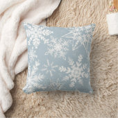 パウダーブルーウィンターワンダーランドスノーフレークパターン クッション (ブランケット)