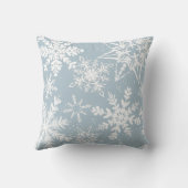 パウダーブルーウィンターワンダーランドスノーフレークパターン クッション (裏面)