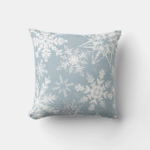 パウダーブルーウィンターワンダーランドスノーフレークパターン クッション (正面)
