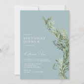 パウダーブルーエアリーボタニカルガーデン誕生日ディナー 招待状 (正面)