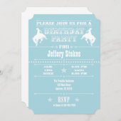 パウダーブルーカウボーイロデオ誕生日パーティーの招待状 招待状 (正面/裏面)