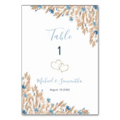 パウダーブルーカントリー結婚フィールド テーブルナンバー (裏面)