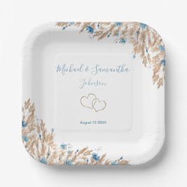 パウダーブルーカントリー結婚フィールド ペーパープレート