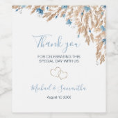 パウダーブルーカントリー結婚フィールド ワインラベル (シングルラベル)