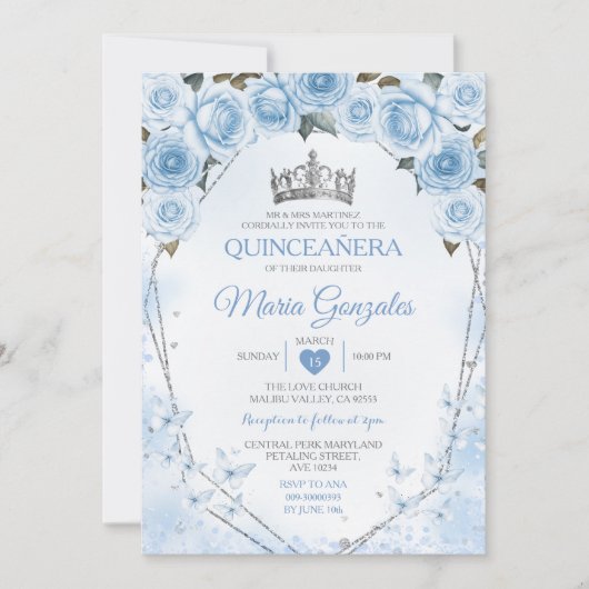 パウダーブルーキンセアニラクラウンバタフライ15アノス 招待状 (正面)