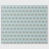 パウダーブルークリスマスパターンにかわいいホッキョクグマ ラッピングペーパー (フラット)