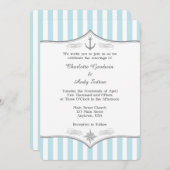 パウダーブルーグレー航海の結婚式招待状 招待状 (正面/裏面)