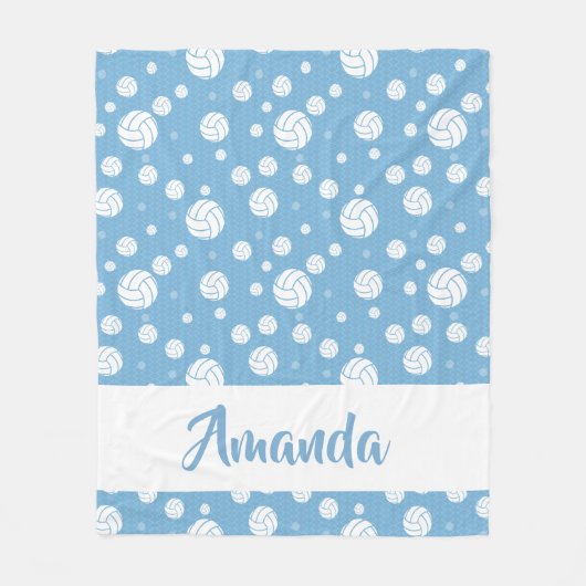 パウダーブルーシボロンバレーボールパターン フリースブランケット (正面)