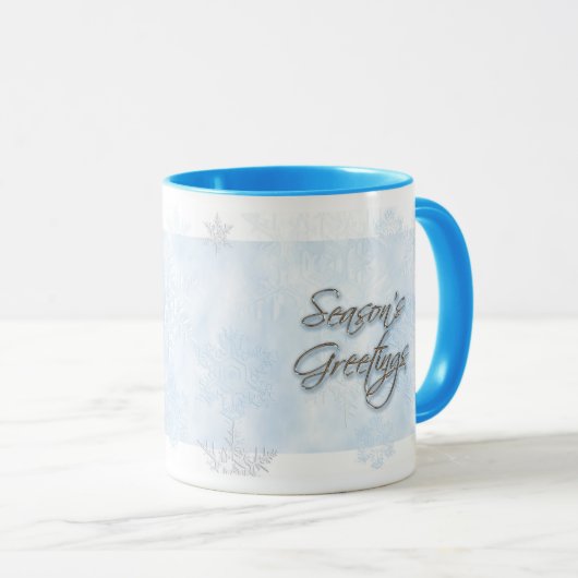 パウダーブルースノーフレークシーズンのご挨拶マグカップ マグカップ (正面右)