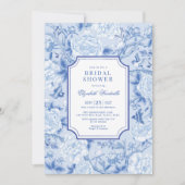 パウダーブルーチノイスリーフローラブライダルシャワー 招待状 (正面)