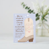 パウダーブルーナッシュバッシュ女性のカーボーイブートバチェロレッテ ポストカード (スタンド正面)