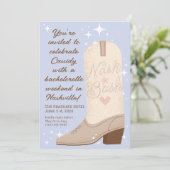 パウダーブルーナッシュバッシュ女性のカーボーイブートバチェロレッテ 招待状 (スタンド正面)