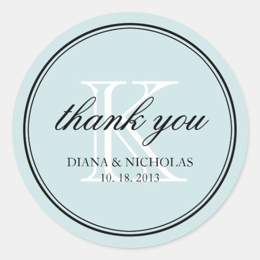 パウダーブルーパーソナライズされたユ結婚式の引き出物 ラウンドシール (正面)