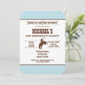 パウダーブループレイドカウボーイロデオ誕生日招待状 招待状 (スタンド正面)