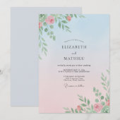 パウダーブルーペチュニアウェディング 招待状 (正面/裏面)
