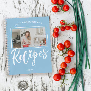 パウダーブルーホワイトブラシスクリプトレシピ写真 ノートブック