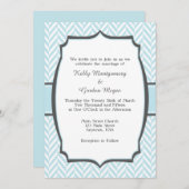 パウダーブルーホワイトヘリンボーン結婚式招待状 招待状 (正面/裏面)