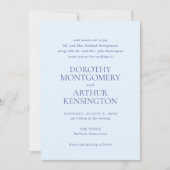 パウダーブルーモダンエレガントな結婚式 招待状 (正面)