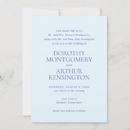 パウダーブルーモダンエレガントな結婚式 招待状