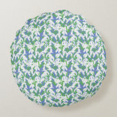 パウダーブルーモノグラムののホワイトスノードロップ ラウンドクッション (裏面)