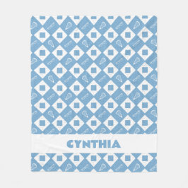 パウダーブルーラクロスパタアーガイルーン フリースブランケット