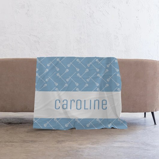 パウダーブルーラクロスホワイトスティックパターン(の模様が)ある フリースブランケット