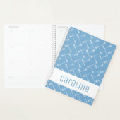 パウダーブルーラクロスホワイトスティックパターン（の模様が）ある プランナー手帳 (ディスプレー)