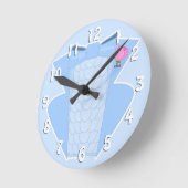 パウダーブルーラッフルタキシード ラウンド壁時計 (傾斜)