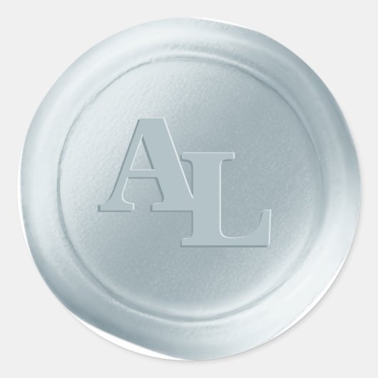 パウダーブルーワックスシールモノグラム結婚式用シール ラウンドシール (正面)