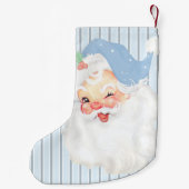 パウダーブルーヴィンテージサンタウィンククリスマスストッキング スモールクリスマスストッキング (裏面)