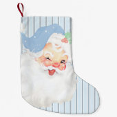 パウダーブルーヴィンテージサンタウィンククリスマスストッキング スモールクリスマスストッキング (正面)