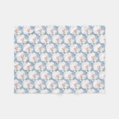  パウダーブルーヴィンテージサンタクロースウィンキングクリスマス フリースブランケット (正面(横))