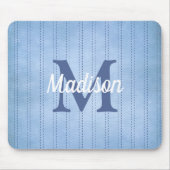パウダーブルーヴィンテージピンストライプレトロモノグラム マウスパッド (正面)