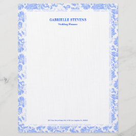 パウダーブルーヴィンテージフローラダマスク レターヘッド