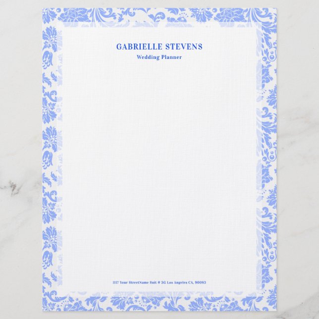 パウダーブルーヴィンテージフローラダマスク レターヘッド (正面)