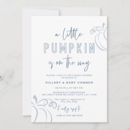 パウダーブルー小さなカボチャ赤ちゃんシャワー 招待状