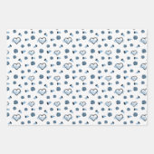 パウダーブルー応援ハート、ポムポンメガホン ラッピングペーパーシート (正面)