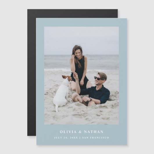 パウダーブルー文字とフォトマグネティック保存日 (正面/裏面)