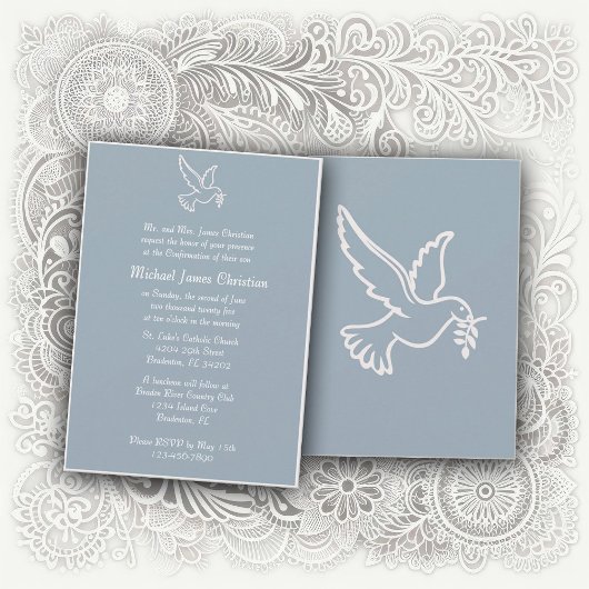 パウダーブルー鳩の確認 招待状