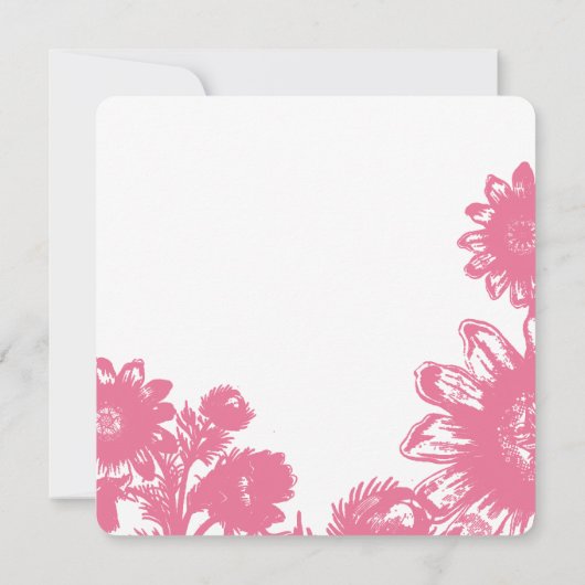 パウダーブルー&ピンクヴィンテージフローラ結婚式の招待 招待状 (裏面)