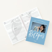 パウダーブルー ホワイト ブラシスクリプト レシピ フォト ノートブック (内部)