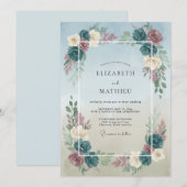 パウダープラム芍薬の結婚式 招待状 (正面/裏面)