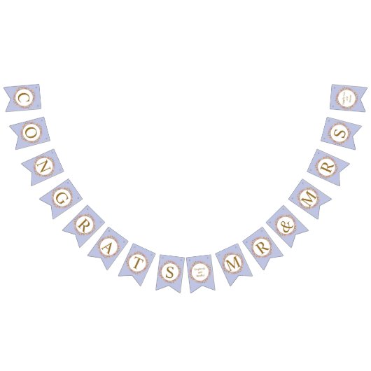 パウダーラベンダー金ゴールドフローラエレガモダンントウェディング バンティングフラッグ (全)