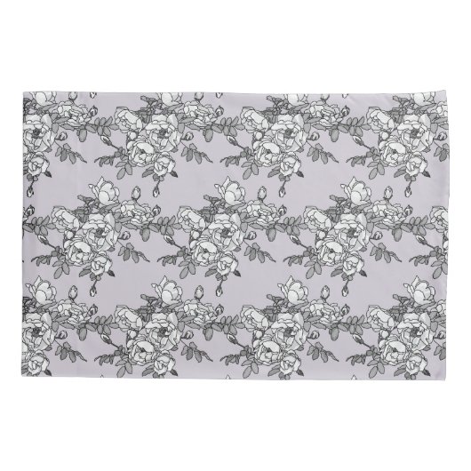 パウダ色彩の鮮やかーピンクの白いバラ 枕カバー (裏面)